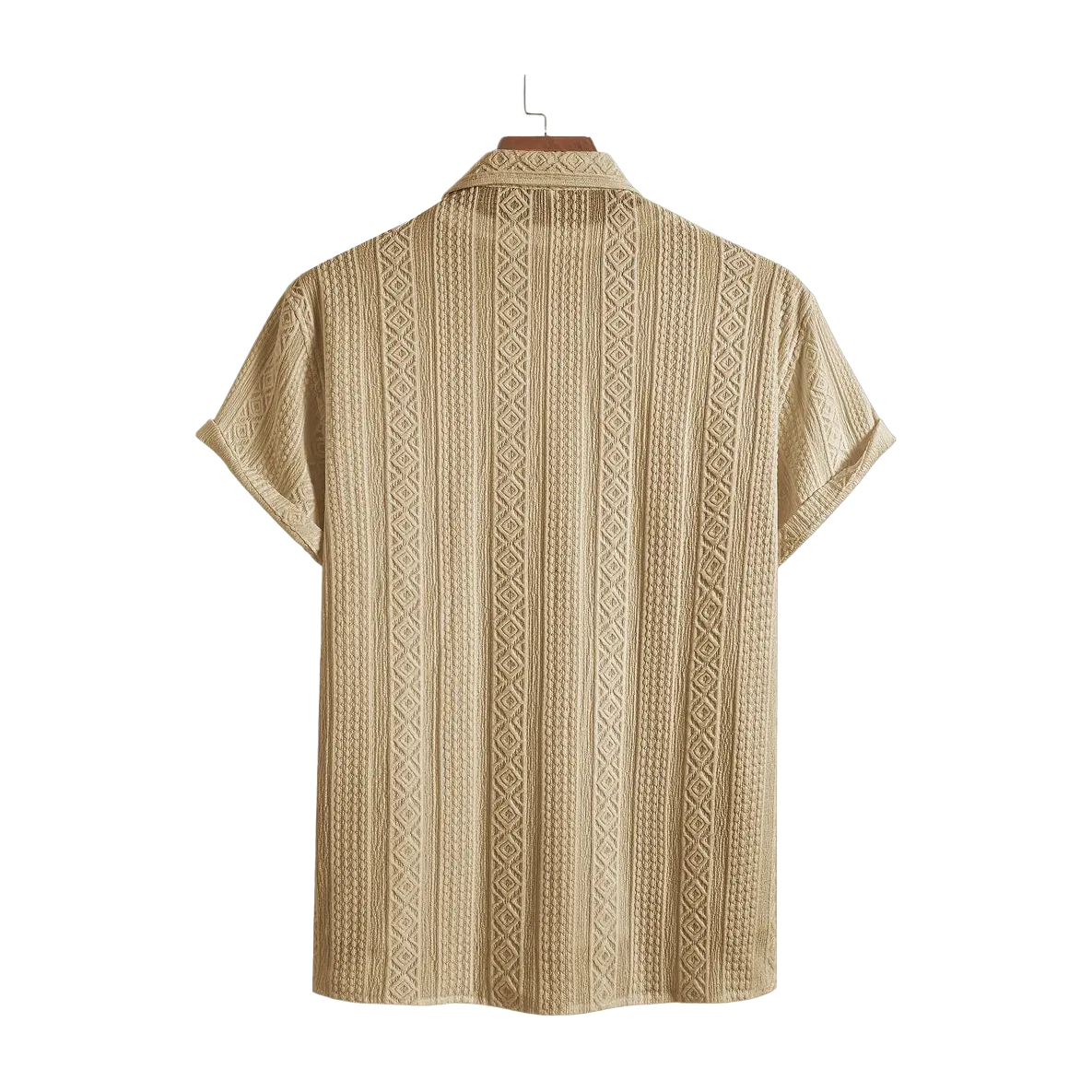 Solid Color Textured Casual Men's Short Sleeve Shirt
