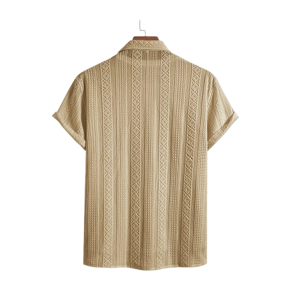 Solid Color Textured Casual Men's Short Sleeve Shirt