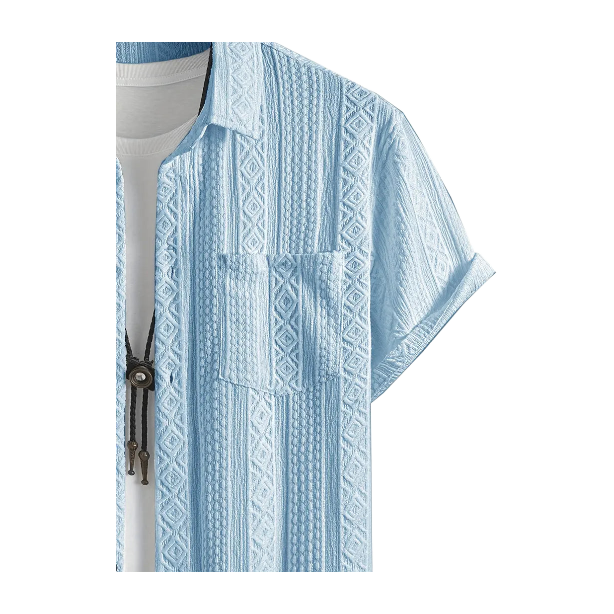 Solid Color Textured Casual Men's Short Sleeve Shirt