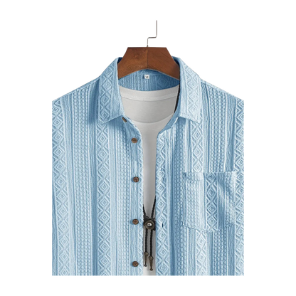 Solid Color Textured Casual Men's Short Sleeve Shirt