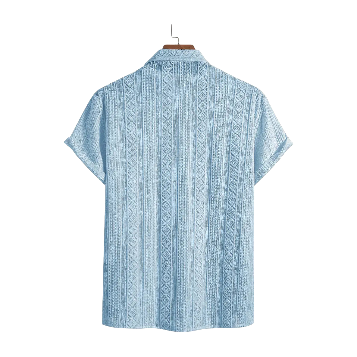 Solid Color Textured Casual Men's Short Sleeve Shirt