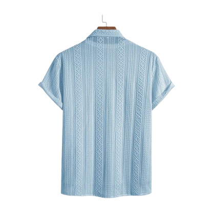 Solid Color Textured Casual Men's Short Sleeve Shirt