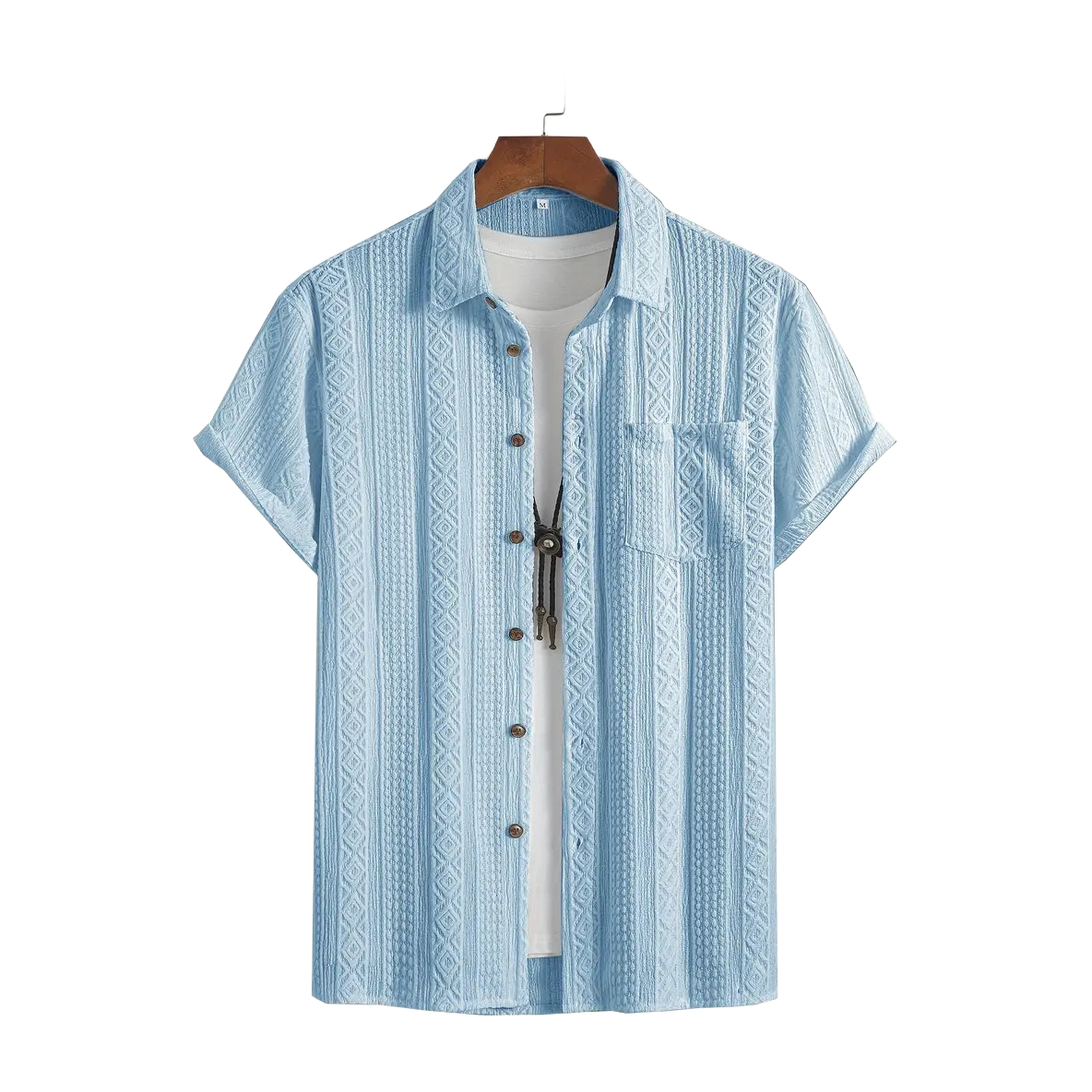 Solid Color Textured Casual Men's Short Sleeve Shirt