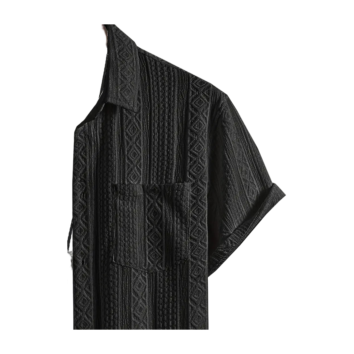 Solid Color Textured Casual Men's Short Sleeve Shirt