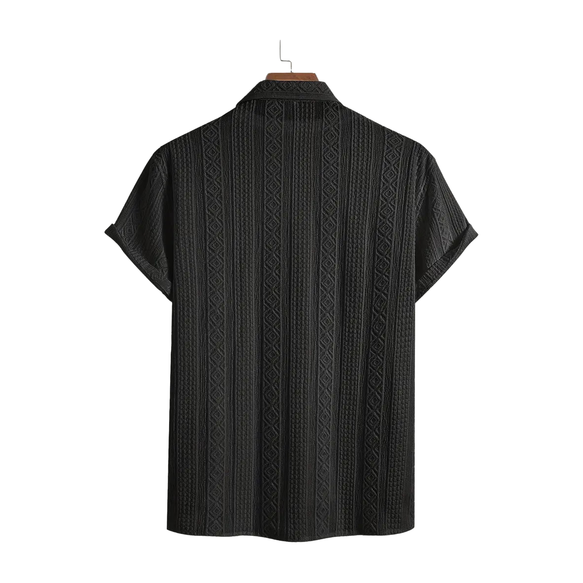 Solid Color Textured Casual Men's Short Sleeve Shirt