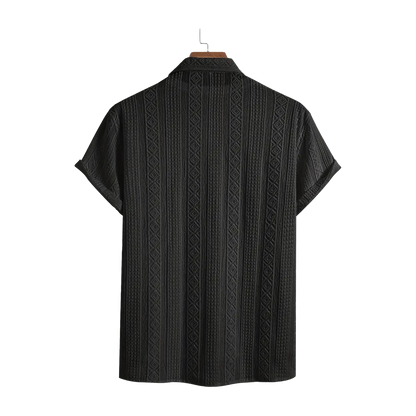 Solid Color Textured Casual Men's Short Sleeve Shirt