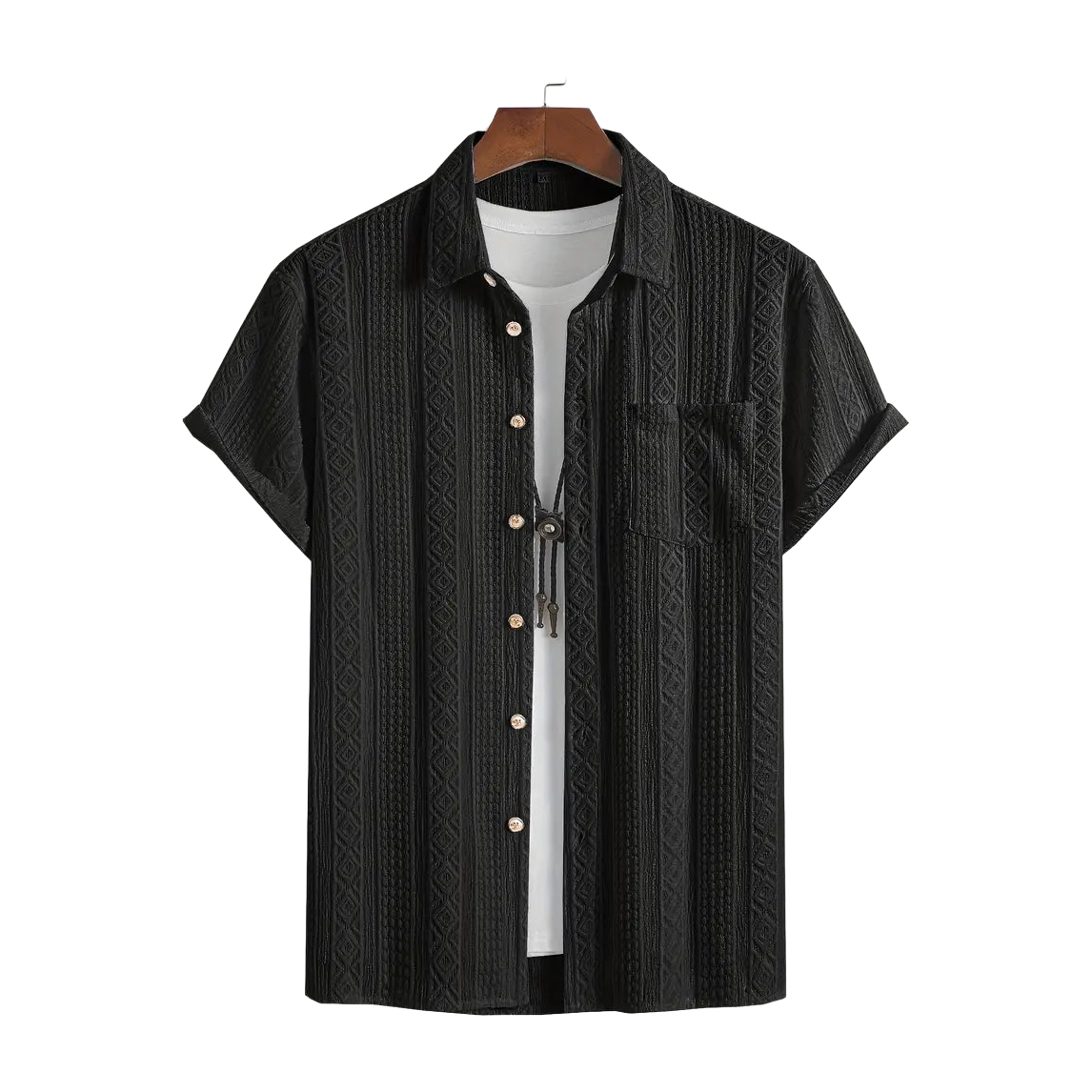 Solid Color Textured Casual Men's Short Sleeve Shirt