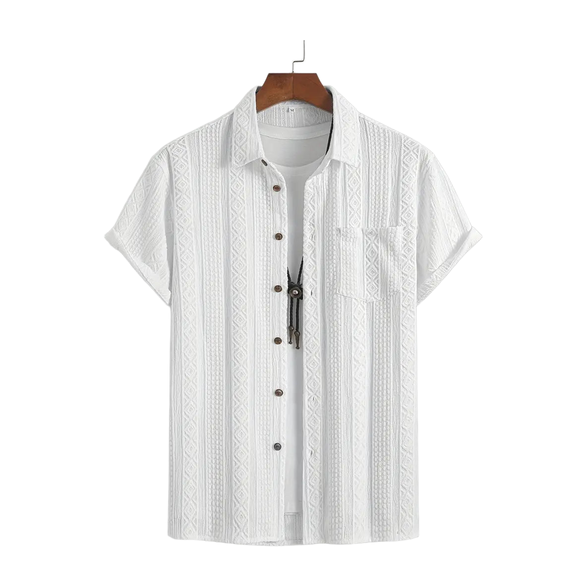 Solid Color Textured Casual Men's Short Sleeve Shirt