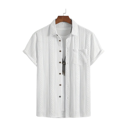 Solid Color Textured Casual Men's Short Sleeve Shirt