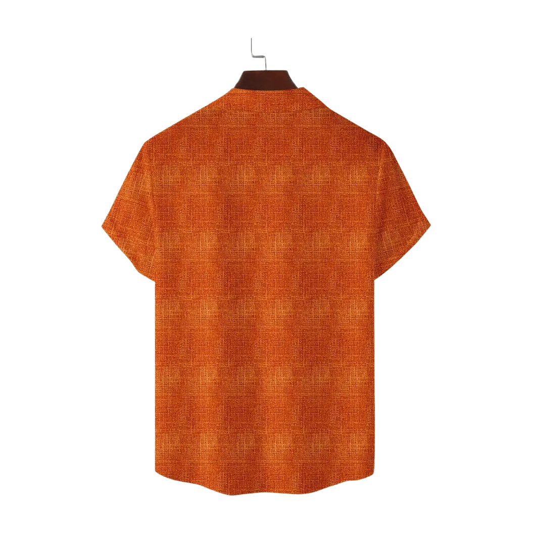 Aztec Cipher Orange Band Collar Shirt