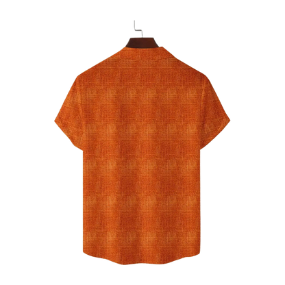 Aztec Cipher Orange Band Collar Shirt