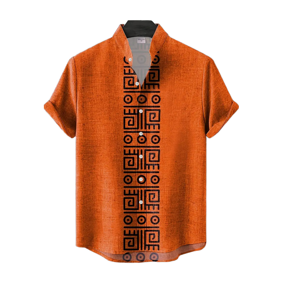 Aztec Cipher Orange Band Collar Shirt
