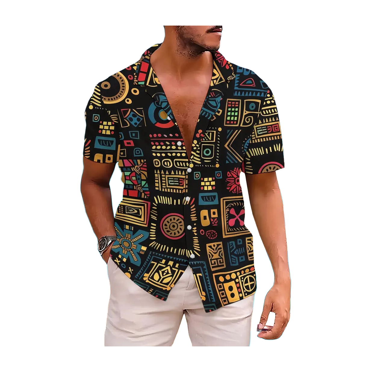 Vibrant African Quilt Print Shirt